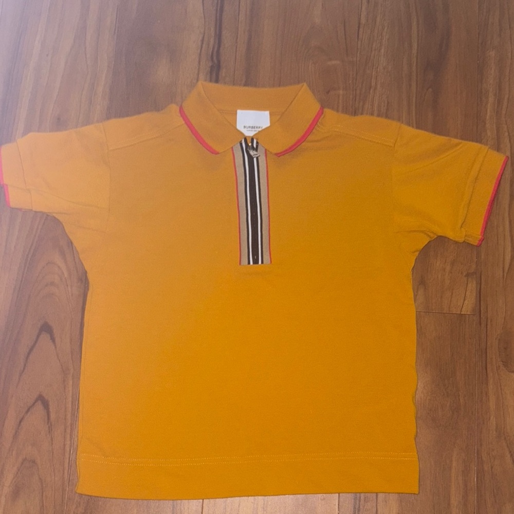 Burberry Orange Polo Shirt with Striped Zipper